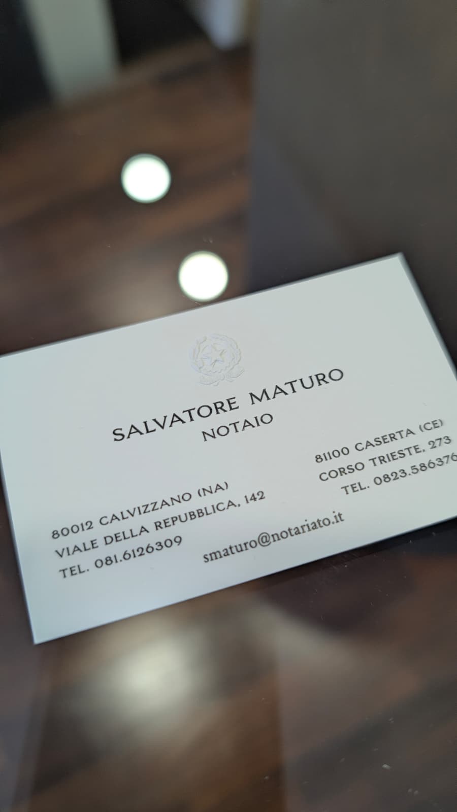 Il biglietto da visita dello studio Salvatore Maturo Notaio
